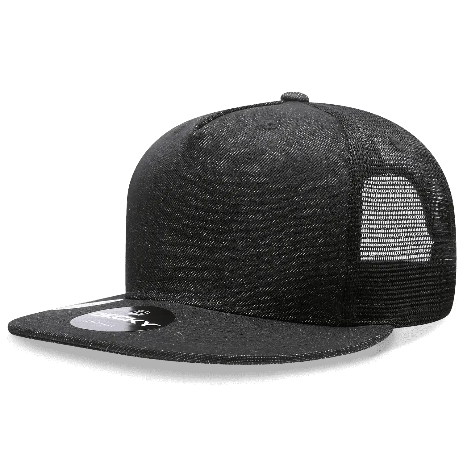 Decky 1082 5 Panel Denim Trucker Hat - Black - Black / One Size Fits Most