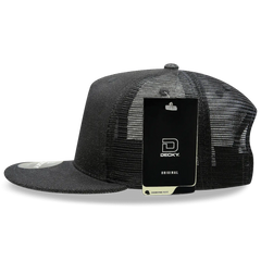 Decky 1082 5 Panel Denim Trucker Hat - Black - Black / One Size Fits Most