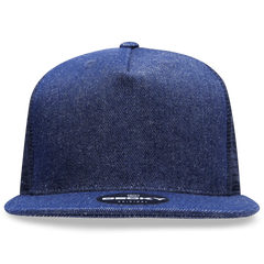 Decky 1082 5 Panel Denim Trucker Hat - Navy - Navy / One Size Fits Most