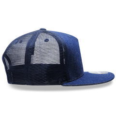 Decky 1082 5 Panel Denim Trucker Hat - Navy - Navy / One Size Fits Most
