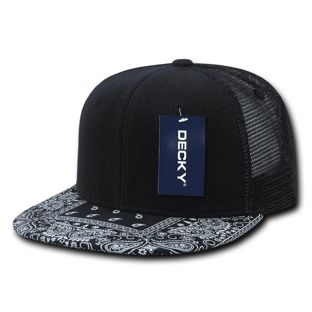 Decky 1083 Bandanna Trucker Cap - Black - Black / One Size Fits Most