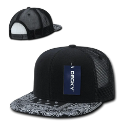 Decky 1083 Bandanna Trucker Cap - Black - Black / One Size Fits Most