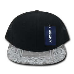 Decky 1083 Bandanna Trucker Cap - Black Gray - Black Gray / One Size Fits Most