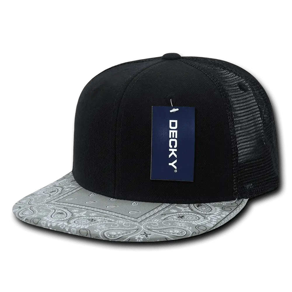 Decky 1083 Bandanna Trucker Cap - Black Gray - Black Gray / One Size Fits Most