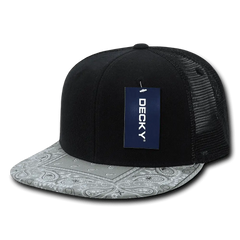 Decky 1083 Bandanna Trucker Cap - Black Gray - Black Gray / One Size Fits Most