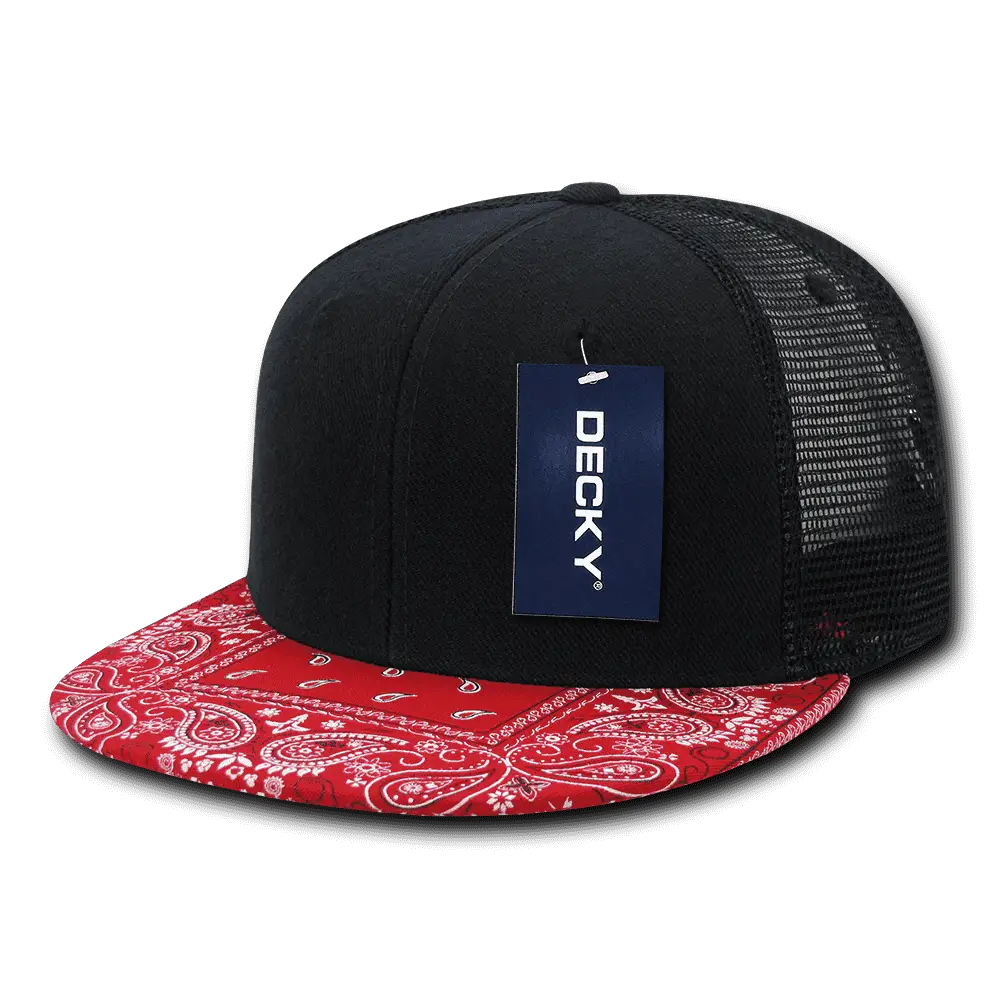 Decky 1083 Bandanna Trucker Cap - Black Red - Black Red / One Size Fits Most