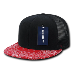 Decky 1083 Bandanna Trucker Cap - Black Red - Black Red / One Size Fits Most