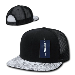 Decky 1083 Bandanna Trucker Cap - Black White - Black White / One Size Fits Most