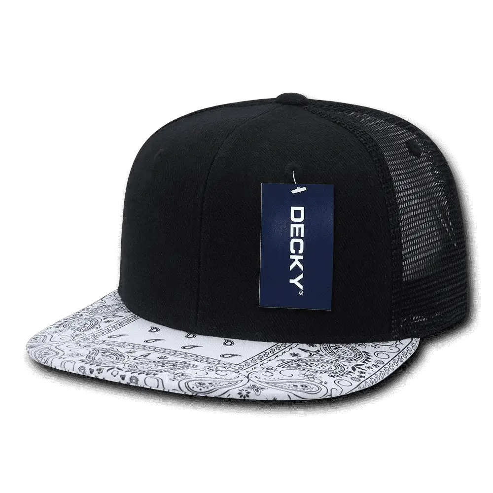Decky 1083 Bandanna Trucker Cap - Black White - Black White / One Size Fits Most