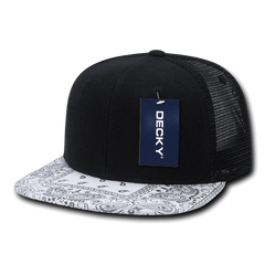 Decky 1083 Bandanna Trucker Cap - Black White - Black White / One Size Fits Most