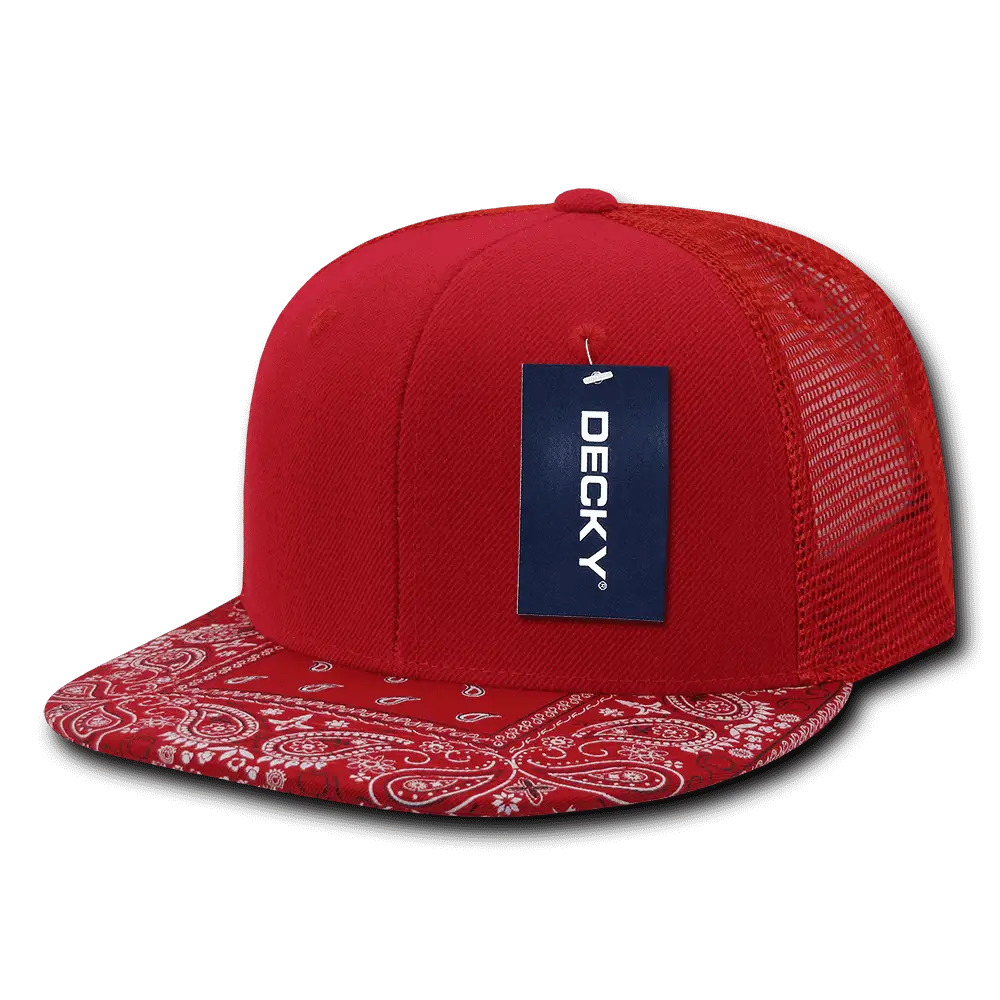Decky 1083 Bandanna Trucker Cap - Red Red - Red / One Size Fits Most