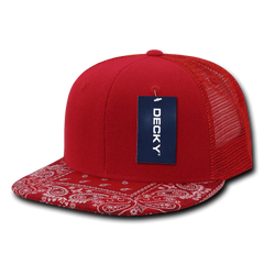 Decky 1083 Bandanna Trucker Cap - Red Red - Red / One Size Fits Most