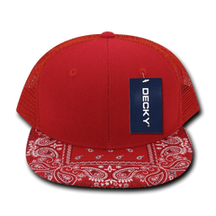 Decky 1083 Bandanna Trucker Cap - Red Red - Red / One Size Fits Most
