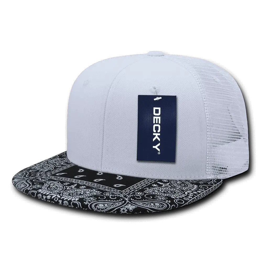 Decky 1083 Bandanna Trucker Cap - White Black - White Black / One Size Fits Most