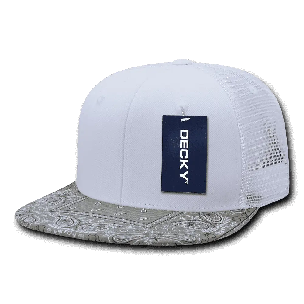 Decky 1083 Bandanna Trucker Cap - White Gray - White Gray / One Size Fits Most
