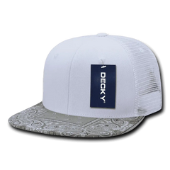 Decky 1083 Bandanna Trucker Cap - White Gray - White Gray / One Size Fits Most