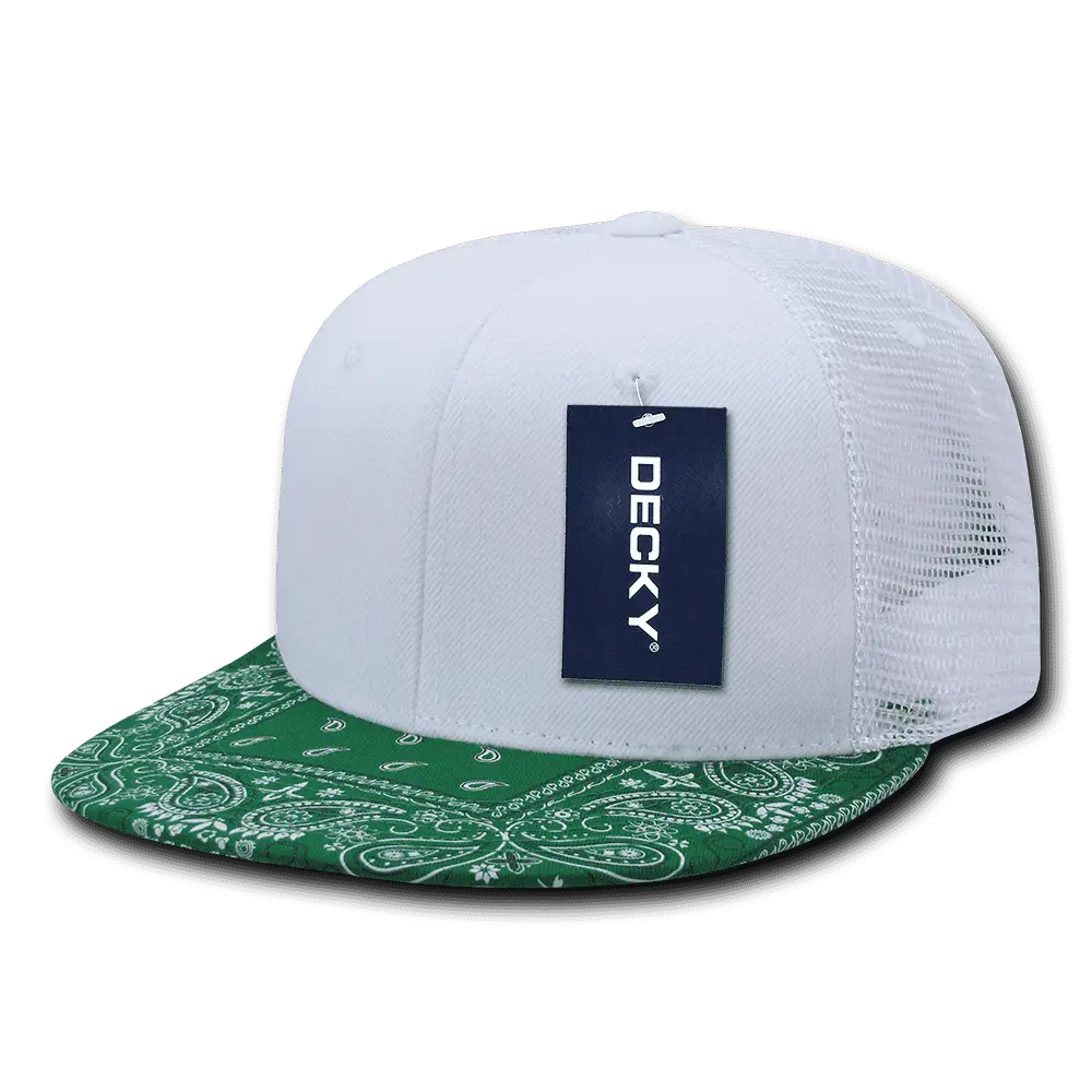 Decky 1083 Bandanna Trucker Cap - White Kelly - White Kelly / One Size Fits Most