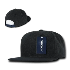 Decky 1087 Melton Crown Snapback Cap Charcoal Navy Dark Gray Navy / One Size Fits Most