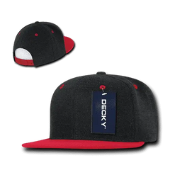 Decky 1087 Melton Crown Snapback Cap Charcoal Red Dark Gray Red / One Size Fits Most