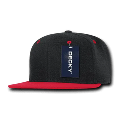 Decky 1087 Melton Crown Snapback Cap Charcoal Red Dark Gray Red / One Size Fits Most