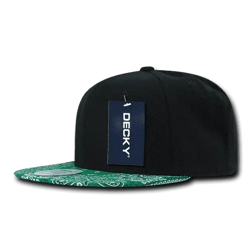 Decky 1093 Bandanna Snapback Cap - Black Kelly - Black Kelly / One Size Fits Most