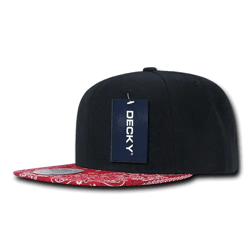 Decky 1093 Bandanna Snapback Cap - Black Red - Black Red / One Size Fits Most