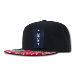 Decky 1093 Bandanna Snapback Cap - Black Red - Black Red / One Size Fits Most