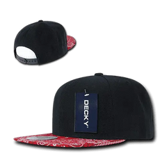Decky 1093 Bandanna Snapback Cap - Black Red - Black Red / One Size Fits Most
