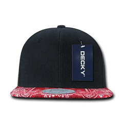 Decky 1093 Bandanna Snapback Cap - Black Red - Black Red / One Size Fits Most