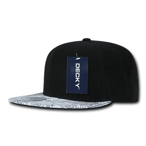 Decky 1093 Bandanna Snapback Cap - Black White - Black White / One Size Fits Most