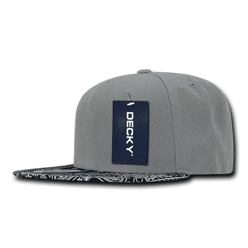Decky 1093 Bandanna Snapback Cap - Gray Black - Gray Black / One Size Fits Most