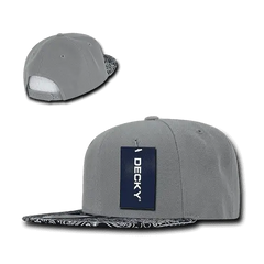 Decky 1093 Bandanna Snapback Cap - Gray Black - Gray Black / One Size Fits Most