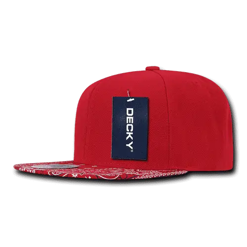 Decky 1093 Bandanna Snapback Cap - Red Red - Red / One Size Fits Most