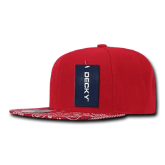 Decky 1093 Bandanna Snapback Cap - Red Red - Red / One Size Fits Most