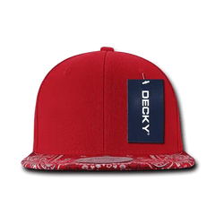 Decky 1093 Bandanna Snapback Cap - Red Red - Red / One Size Fits Most