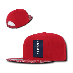 Decky 1093 Bandanna Snapback Cap - Red Red - Red / One Size Fits Most