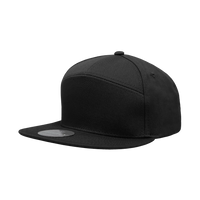 Decky 1098 7 Panel Cotton Snapback Cap - Black - Black / One Size Fits Most