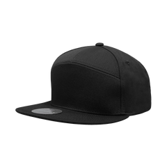 Decky 1098 7 Panel Cotton Snapback Cap - Black - Black / One Size Fits Most