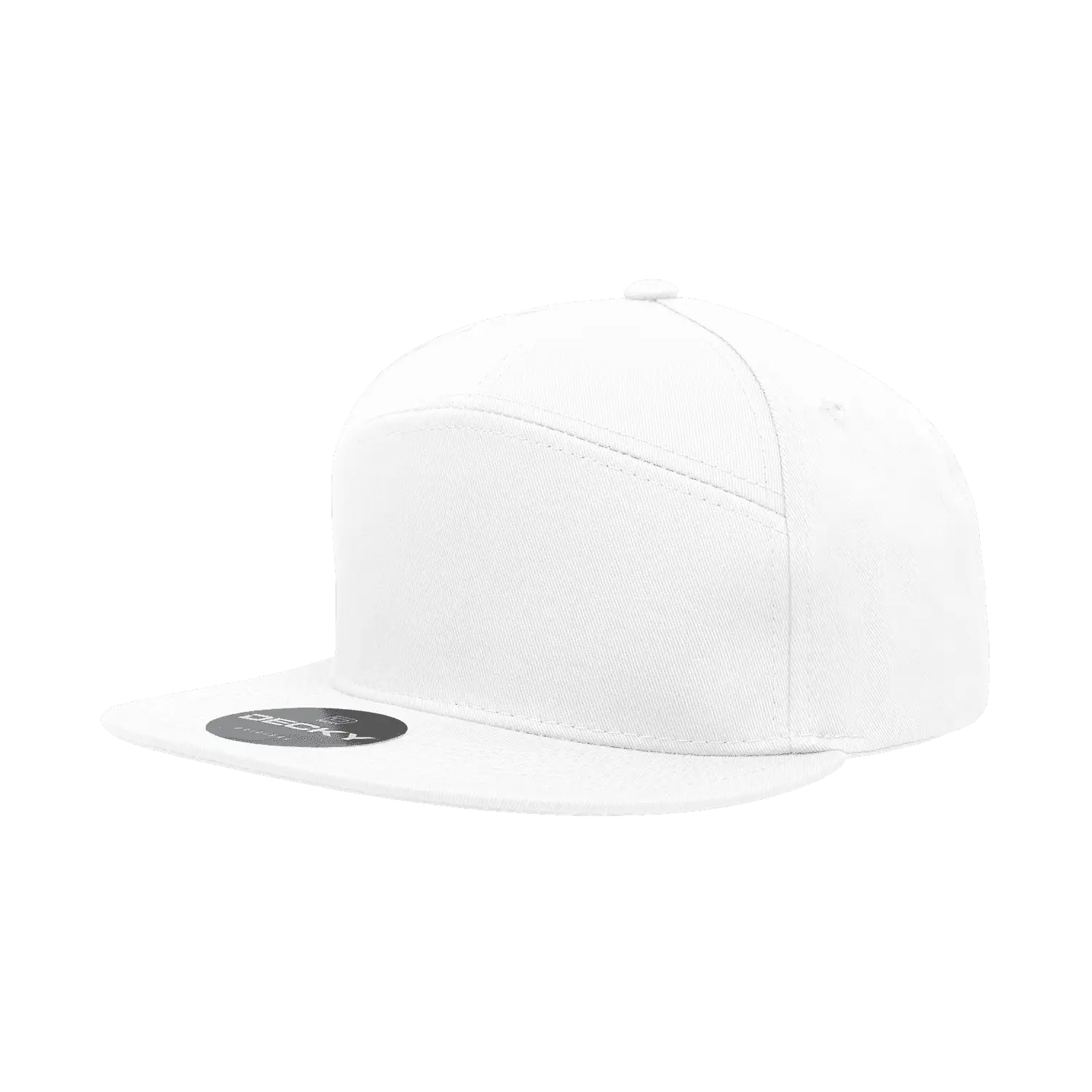 Decky 1098 7 Panel Cotton Snapback Cap - White - White / One Size Fits Most