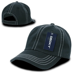 Decky 111 Contra-Stitch Washed Polo Cap - Black White - Black White / One Size Fits Most