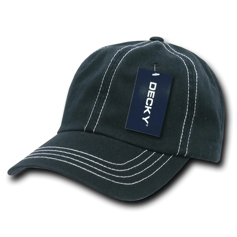 Decky 111 Contra-Stitch Washed Polo Cap - Black White - Black White / One Size Fits Most