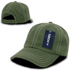 Decky 111 Contra-Stitch Washed Polo Cap - Olive Khaki - Olive Khaki / One Size Fits Most