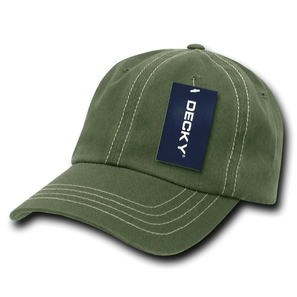 Decky 111 Contra-Stitch Washed Polo Cap - Olive Khaki - Olive Khaki / One Size Fits Most
