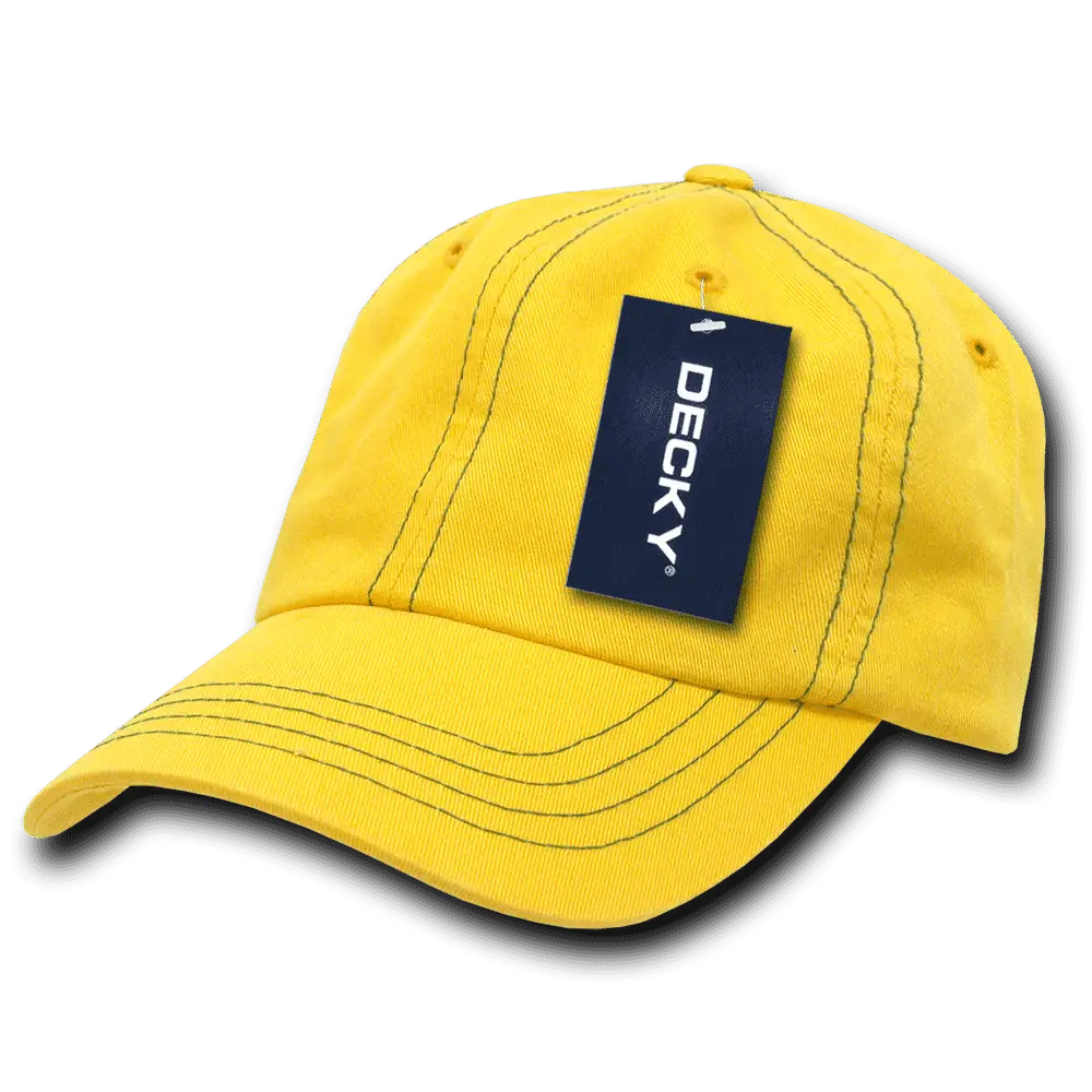 Decky 111 Contra-Stitch Washed Polo Cap - Yellow Kelly - Yellow Kelly / One Size Fits Most