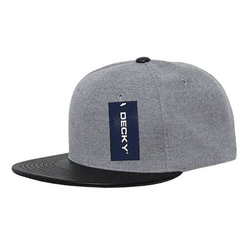 Decky 1115 Melton Vinyl Snapback Cap - Ash Black - Gray Black / One Size Fits Most