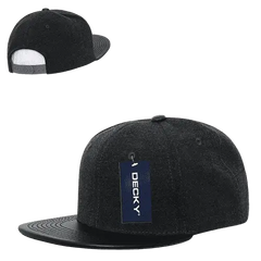 Decky 1115 Melton Vinyl Snapback Cap - Charcoal Black - Dark Gray Black / One Size Fits Most