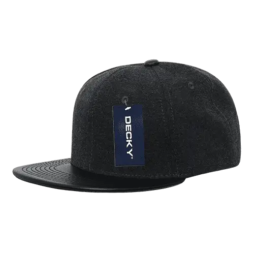 Decky 1115 Melton Vinyl Snapback Cap - Charcoal Black - Dark Gray Black / One Size Fits Most