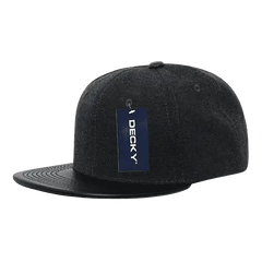 Decky 1115 Melton Vinyl Snapback Cap - Charcoal Black - Dark Gray Black / One Size Fits Most