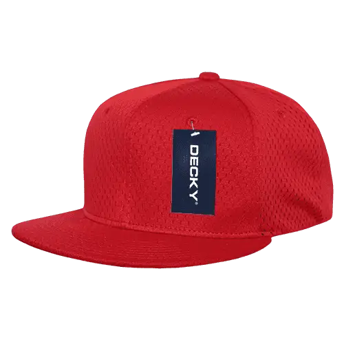 Decky 1128 Mesh Jersey Flat Bill Snapback Cap Red Red / One Size Fits Most