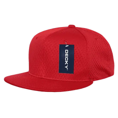 Decky 1128 Mesh Jersey Flat Bill Snapback Cap Red Red / One Size Fits Most